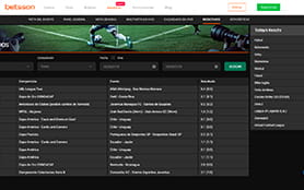 Estadísticas de resultados en Betsson.