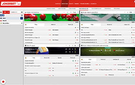 Cuatro eventos en directo en Jokerbet abiertos en la misma página gracias a la característica multivista.